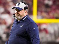 Dallas Cowboys head coach Mike McCarthy watches from the sidelines during the first quarter of an NFL football game against the Arizona Cardinals at State Farm Stadium on Friday, Aug. 13, 2021, in Glendale, Ariz. (Smiley N. Pool/The Dallas Morning News)