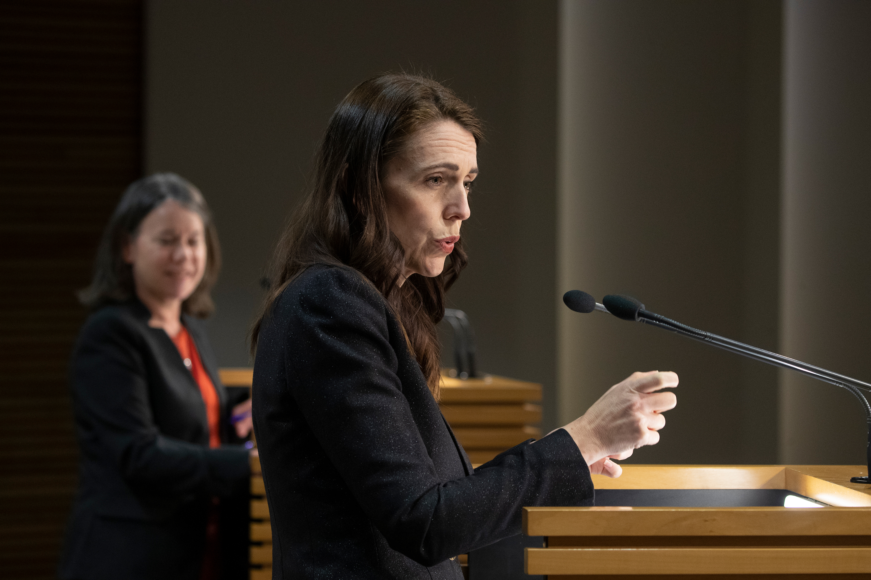New Zealand Prime Minister Jacinda Ardern speaks during a press conference on Thursday, August 26, in Wellington, New Zealand. 