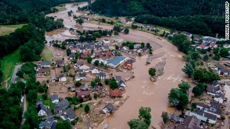 The Ahr River in Insul, Germany on July 15, 2021.  Due to heavy rain falls the Ahr river dramatically went over the banks the evening before. 
