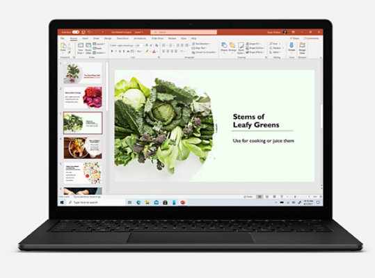 Microsoft PowerPoint on Surface Laptop 4.