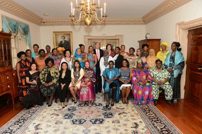 Secretary of State John Kerry meets with African Women's Entrepreneurship Program (AWEP) Delegates at the U.S. Department of State in Washington, D.C., on August 6, 2013.