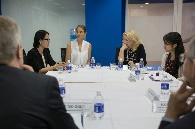 U.S. Ambassador for Global Women's Issues Cathy Russell holds a Civil Society and Women's leadership roundtable, at the American Center, a library and study room run by the U.S. Consulate in Ho Chi Minh, Vietnam, July 21, 2015. (Official White House Photo by David Lienemann)