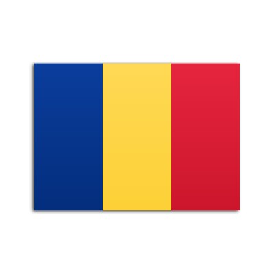 Flat flag of Romania on a white background