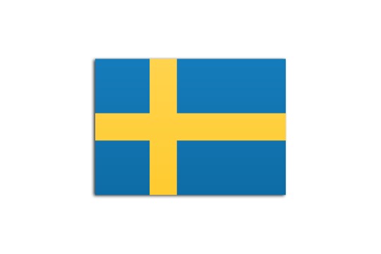 Flat flag of Sweden on white background