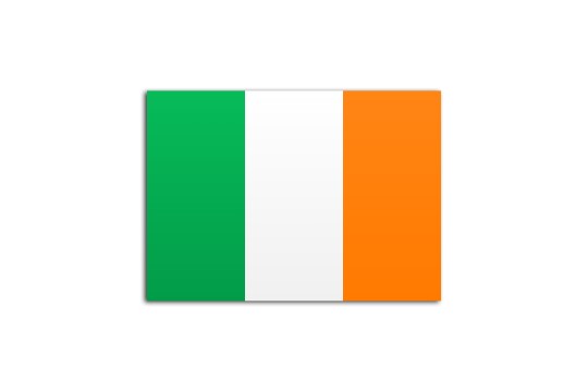 Flat flag of Ireland on white background