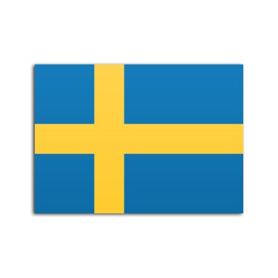 Flat flag of Sweden on white background