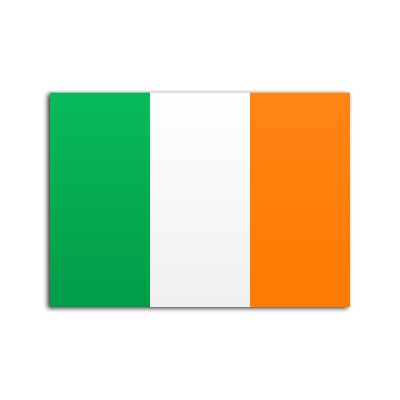 Flat flag of Ireland on white background