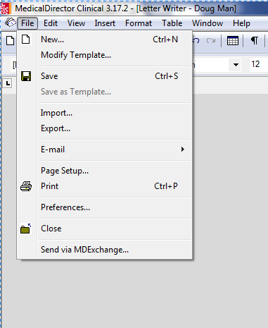 screenshot showing location of menu options 'File, New'