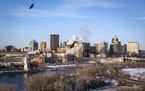 The skyline of downtown St. Paul seen from the Smith Avenue High Bridge.