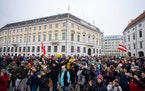 Anti-vaccination demonstrators protest at the Ballhausplatz in Vienna, Austria, on Nov. 14.