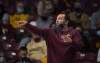 Ben Johnson coaches his first game for the Gophers men’s basketball team Tuesday night against Missouri Kansas City.