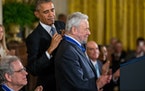 President Barack Obama awards the Medal of Freedom to Stephen Sondheim at the White House in Washington, Nov. 24, 2015.