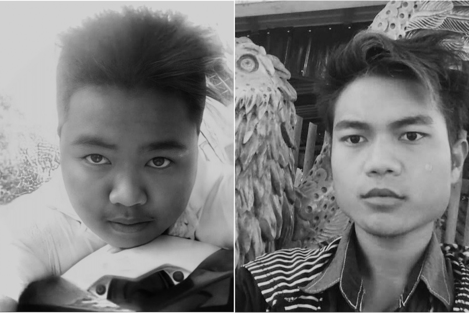 Phyo Maung Ye (left) was shot while he was being detained and died in junta custody hours later. Than Tun Aung, 25, was beaten to death by soldiers in his village (Supplied)