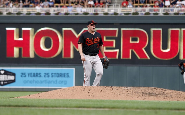 Dylan Bundy after giving up a home run at Target Field to Max Kepler in 2018.