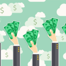 The header image features an illustration of hands raised in the air while holding money.