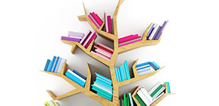 A bookshelf shaped like a tree