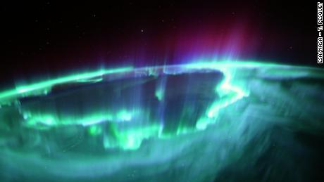 Image of aurora borealis event from space, over North America and Canada on November 4, 2021.