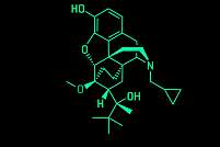 Buprenorphine Molecular Structure Symbol Neon on black background