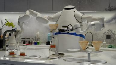 A robot coffee making machine