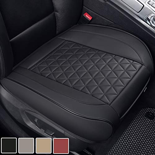 Black Panther Luxury PU Leather Car Seat Cover Protector for Front Seat Bottom,Compatible with 90% Vehicles (Sedan SUV Pickup Mini Van) - 1 Piece,Black (21.26×20.86 Inches)