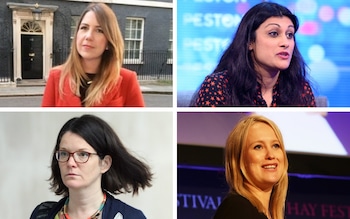 Clockwise from left, Alex Forsyth, Anushka Asthana, Sophy Ridge and Pippa Crerar are in the running to succeed Laura Kuenssberg as BBC political editor