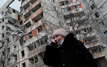 An apartment block in Mariupol, destroyed by Russian shelling