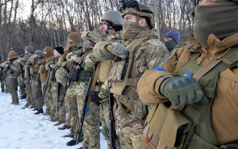Azov Battalion soldiers in Kharkiv on March 11, 2022