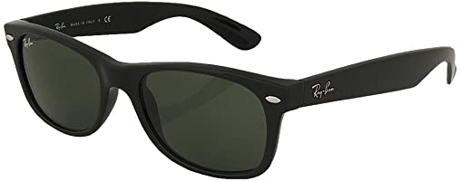 Ray_Ban New Wayfarer Sunglasses (Matte Black Frame 55mm), Matte Black Frame Solid Black G15 Lens, 55 mm