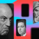 Photo illustration of Tucker Carlson, Joe Rogan, Glenn Greenwald and Laura Ingraham in TikTok rectangles.