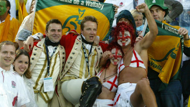 Australian and English fans at the 2003 Rugby World Cup final.