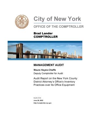 Audit Report on the New York County District Attorney’s Office’s Inventory Practices over Its Office Equipment