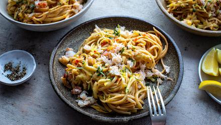 Zesty Crab &amp; Courgette Linguine. Pictures: Donal Skehan