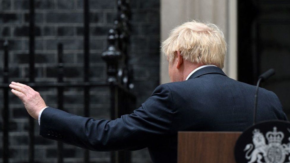 Boris Johnson with back to camera