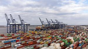 Containers at the UK Port of Felixstowe in Suffolk. Photograph: Joe Giddens/PA