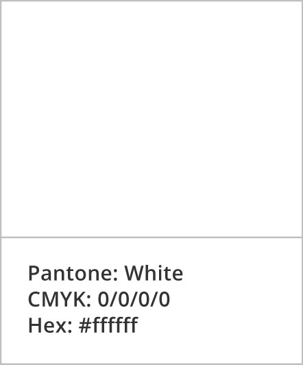 Pantone: White; CMYK: 0,0,0,0; Hex: #ffffff