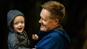 Fionnán Sheahan with his son Cian (2). Photo: Mark Condren