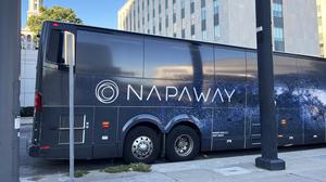 The Napaway bus has 18 private suites equipped with privacy curtains, lie-flat beds and plush bedding. Photo: Washington Post by Natalie Compton