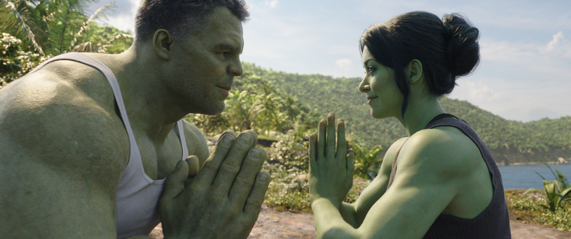 Mark Ruffalo and Tatiana Maslany in She-Hulk: Attorney at Law (2022)