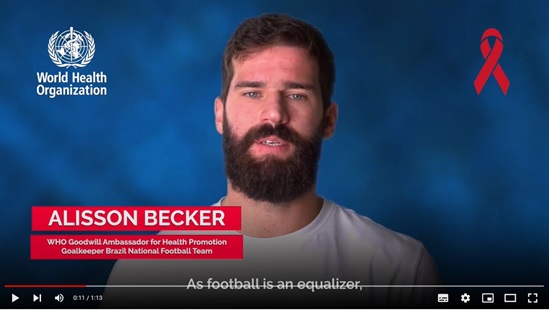 Capture of YouTube video with Alisson Becker