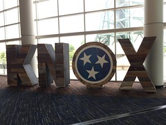 The word KNOX made from large pieces of wood