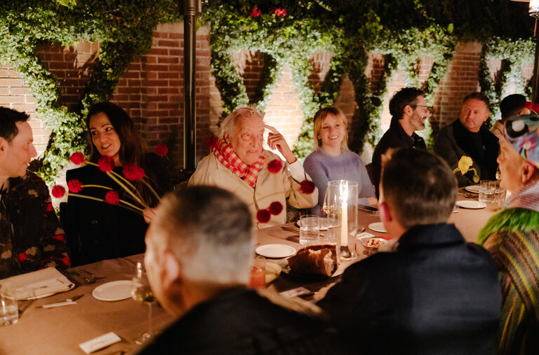 Guests gathered for a meal in the garden of the design gallery the Future Perfect’s Los Angeles outpost. From left to right: the creative director Jason Duzansky; the interior designer Nicole Hollis; the architect and designer Gaetano Pesce; the design consultant Alisa Maria Wronski; the associate curator of design and architecture at the San Francisco Museum of Modern Art, Joseph Becker; and the interior designer Jamie Bush.