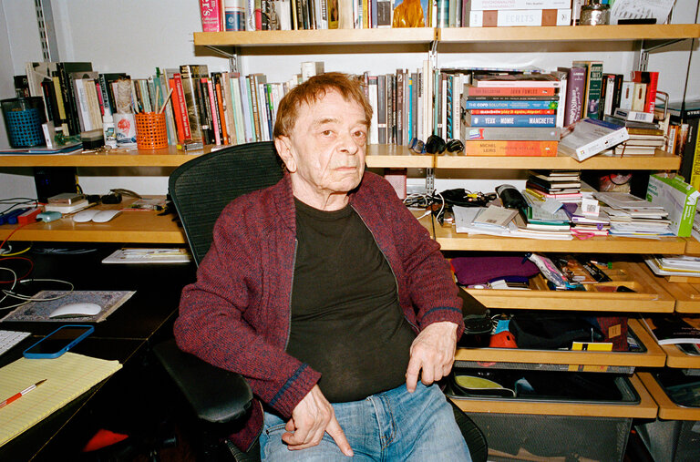 The writer and artist Gary Indiana at his desk in the East Village apartment where he has lived and worked since 1988.