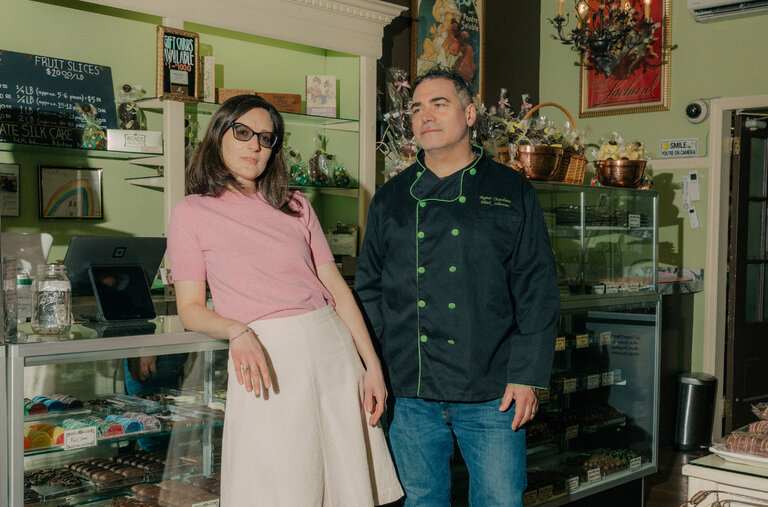 Rachel Kellner and Mark Libertini, the owners of Aigner Chocolates in Forest Hills, Queens.