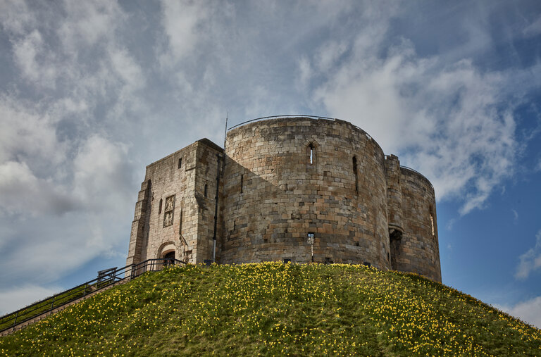 Clifford’s Tower, the site of a massacre in which nearly the entire Jewish population of York, England, was killed in 1190. But even after this slaughter, Jews returned to York and prospered under the king’s protection.