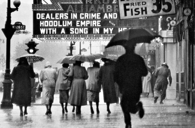 Gordon Parks’s “Harlem Neighborhood, Harlem, New York” (1952), from the photographer’s “Invisible Man” series.
