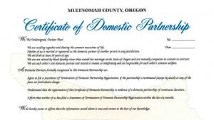 County Domestic Partnership Certificate