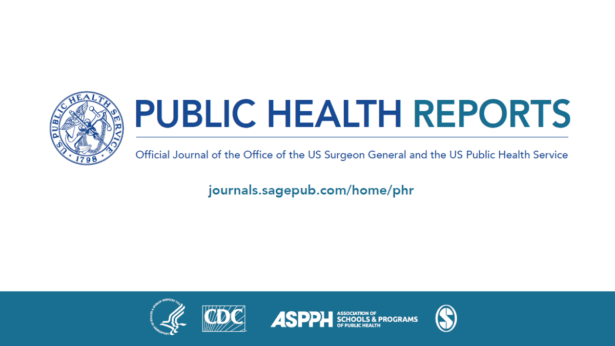 Logo, Text displays Public Health Reports Office Journal of the Office of the US Surgeon General and the US Public Health Service