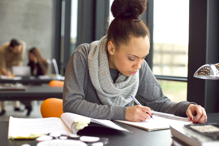 Image of a female student studying