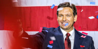 Ron DeSantis waves to the crowd during an election night watch party in Tampa, Fla. on Nov. 8.