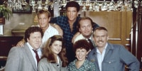 The "Cheers" cast posing for a photo on Oct. 1983 in Los Angeles, California.